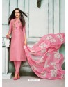 Fabulous Pink Embroidered Designer Churidar Salwar Suit