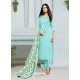 Scintillating Sky Blue Embroidered Designer Churidar Salwar Suit