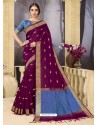 Classy Deep Wine Designer Fancy Cotton Classical Sari
