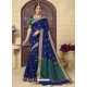 Trendy Navy Blue Designer Fancy Cotton Classical Sari