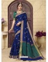 Trendy Navy Blue Designer Fancy Cotton Classical Sari