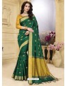 Classy Forest Green Designer Fancy Cotton Classical Sari