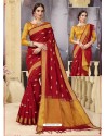 Classy Red Designer Fancy Cotton Classical Sari