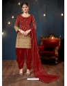 Ravishing Maroon Embroidered Punjabi Patiala Suits