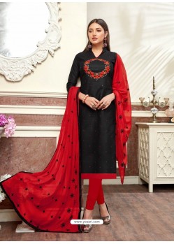 Fabulous Black Embroidered Straight Salwar Suit
