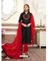Fabulous Black Embroidered Straight Salwar Suit