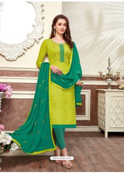 Fabulous Parrot Green Embroidered Straight Salwar Suit
