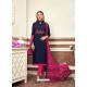 Ravishing Navy Blue Embroidered Straight Salwar Suit