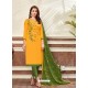 Fabulous Mustard Embroidered Straight Salwar Suit
