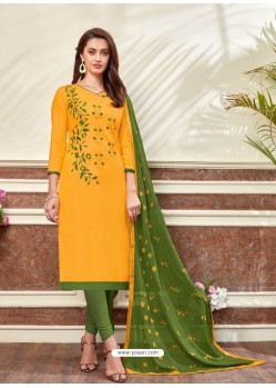 Fabulous Mustard Embroidered Straight Salwar Suit