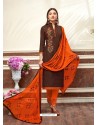 Fabulous Brown Embroidered Straight Salwar Suit