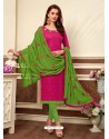 Fabulous Hot Pink Embroidered Straight Salwar Suit