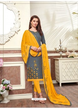Fabulous Grey Embroidered Straight Salwar Suit