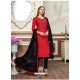 Fabulous Red Embroidered Straight Salwar Suit