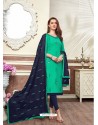 Fabulous Jade Green Embroidered Straight Salwar Suit