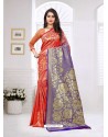 Awesome Red Designer Banarasi Silk Sari