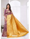 Trendy Lavender Designer Banarasi Silk Sari