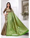 Trendy Light Brown Designer Banarasi Silk Sari