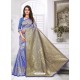 Trendy Blue Designer Banarasi Silk Sari