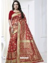 Awesome Red Designer Banarasi Silk Sari