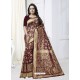 Trendy Maroon Designer Banarasi Silk Sari