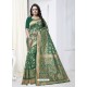 Trendy Green Designer Banarasi Silk Sari