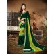 Trendy Dark Green Designer Georgette Sari