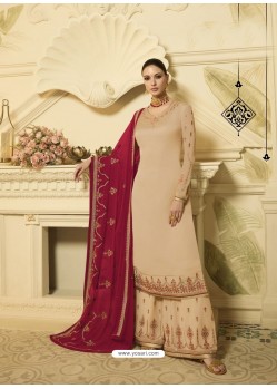 Ravishing Cream Designer Palazzo Salwar Suit