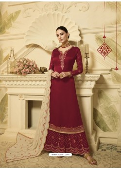 Scintillating Maroon Designer Palazzo Salwar Suit