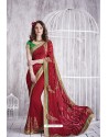 Classy Red Designer Silk Sari