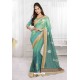 Awesome Sky Blue Designer Silk Sari