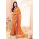 Awesome Orange Designer Silk Sari