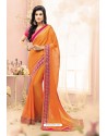 Awesome Orange Designer Silk Sari