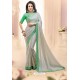 Trendy Silver Designer Silk Sari