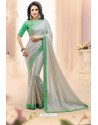 Trendy Silver Designer Silk Sari