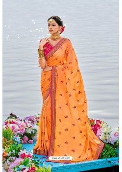 Classy Mustard Designer Silk Sari