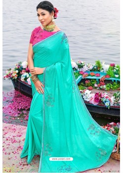 Classy Firozi Designer Silk Sari