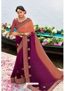 Classy Deep Wine Designer Silk Sari