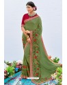 Classy Mehendi Designer Silk Sari