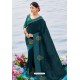 Classy Peacock Blue Designer Silk Sari