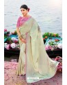 Awesome Off White Designer Silk Sari