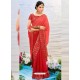 Awesome Dark Peach Designer Silk Sari