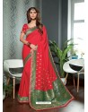 Classy Red Designer Silk Sari