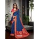 Classy Navy Blue Designer Silk Sari