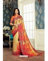 Classy Cream Designer Silk Sari