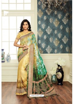 Classy Cream Designer Silk Sari