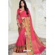 Awesome Fuchsia Designer Raw Silk Sari