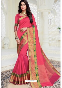 Awesome Fuchsia Designer Raw Silk Sari