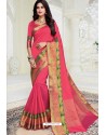 Awesome Fuchsia Designer Raw Silk Sari