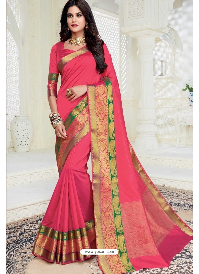 Buy Awesome Fuchsia Designer Raw Silk Sari | Party Wear Sarees